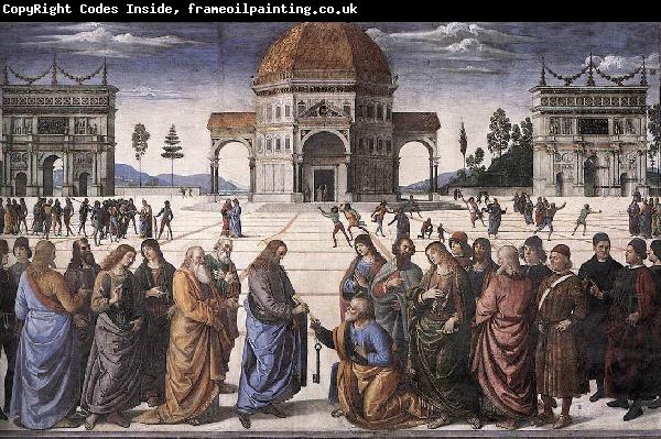 PERUGINO, Pietro Christ Handing the Keys to St. Peter af